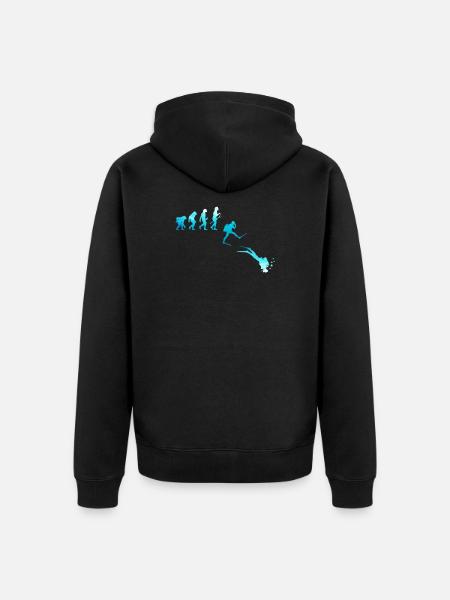 Diving Diver Evolution Freediver Motif - Unisex Premium Organic Zip Hoodie - black