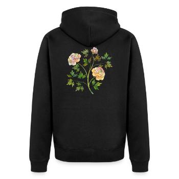 Blumen - Unisex Premium Bio Zip Hoodie - Schwarz - Hinten - Nico (187cm)