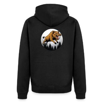 Wildschwein Wildsau Jagd Jäger Geschenk - Unisex Premium Bio Zip Hoodie - Schwarz - Hinten - Nico (187cm)