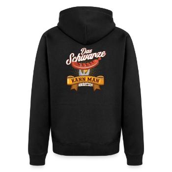 Das Schwarze kann man Abkratzen Grillen Geschenk - Unisex Premium Bio Zip Hoodie - Schwarz - Hinten - Nico (187cm)