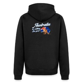 Australia is calling Australia kangaroo gift - Unisex Premium Organic Zip Hoodie - black - Back - Nico (187cm)