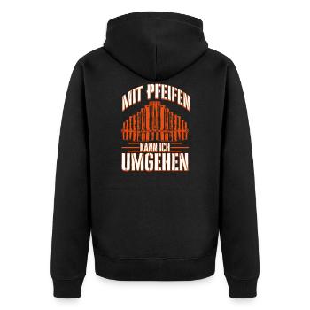 Orgel Orgelspieler Organist Pfeifen Lustiges Motiv - Unisex Premium Bio Zip Hoodie - Schwarz - Hinten - Nico (187cm)
