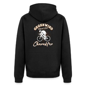 Gegenwind Fahrrad Radfahrer Rennrad Geschenk - Unisex Premium Bio Zip Hoodie - Schwarz - Hinten - Nico (187cm)