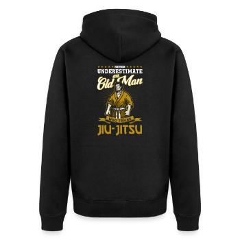 Old Man Jiu Jitsu Alter Mann Opa Kämpfer Geschenk - Unisex Premium Bio Zip Hoodie - Schwarz - Hinten - Nico (187cm)