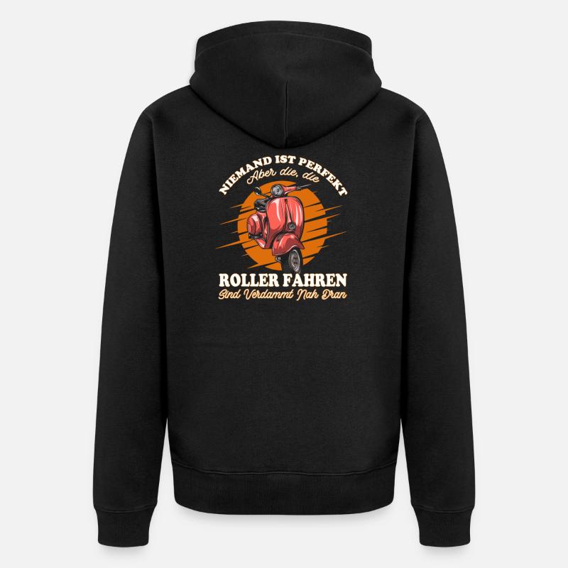 Roller Moped Mofa Rollerfahrer Geschenk - Unisex Premium Bio Zip Hoodie - Schwarz