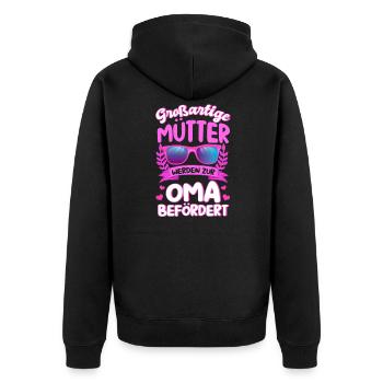 Großartige Mütter Werden Zur Oma Befördert Motiv - Unisex Premium Bio Zip Hoodie - Schwarz - Hinten - Nico (187cm)