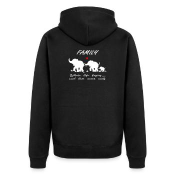 Elephant family gift - Unisex Premium Organic Zip Hoodie - black - Back - Nico (187cm)