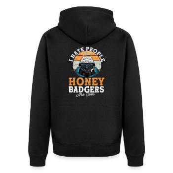 Honey Badger Honey Badger Je déteste les gens cadeau - Veste à capuche bio Premium Unisexe - noir - Dos - Nico (187cm)