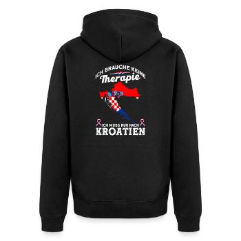 Kroatien Kroatische Flagge Therapie Urlaub Motiv - Unisex Premium Bio Zip Hoodie - Schwarz - Hinten - Nico (187cm)