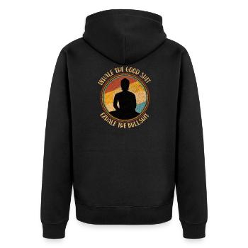 Yoga meditate sport fitness meditation gift - Unisex Premium Organic Zip Hoodie - black - Back - Nico (187cm)
