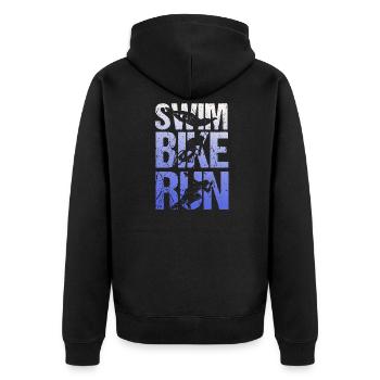 Triathlon triathlete running swimming bike motif - Unisex Premium Organic Zip Hoodie - black - Back - Nico (187cm)
