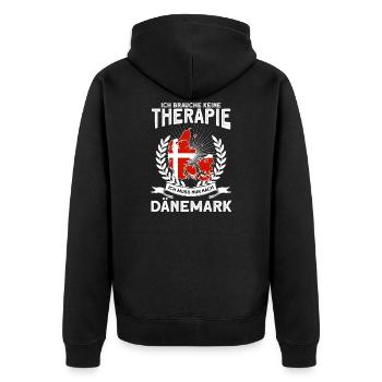 Keine Therapie Ich muss nur nach Dänemark Geschenk - Unisex Premium Bio Zip Hoodie - Schwarz - Hinten - Nico (187cm)