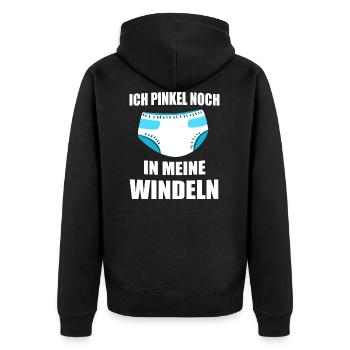 ABDL Windel Diaper Geschenk - Unisex Premium Bio Zip Hoodie - Schwarz - Hinten - Nico (187cm)