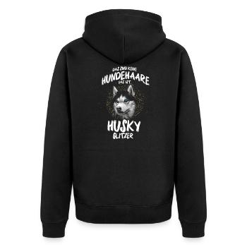 Husky Glitzer Schlittenhund Huskies Geschenk - Unisex Premium Bio Zip Hoodie - Schwarz - Hinten - Nico (187cm)