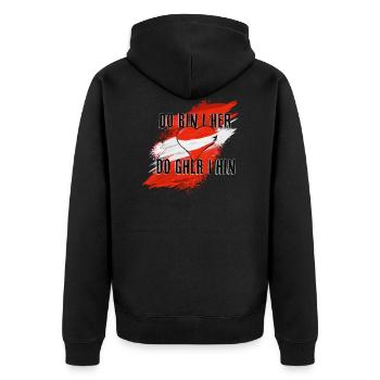 Do bin i her - Unisex Premium Bio Zip Hoodie - Schwarz - Hinten - Nico (187cm)