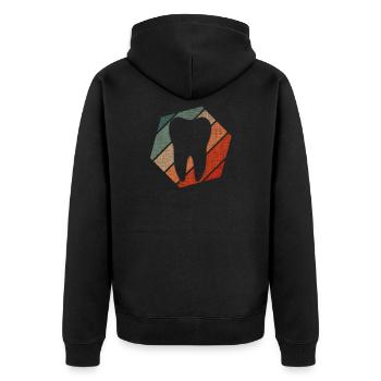 Vintage Retro Zahn Zähne Zahnarzt Dental Geschenk - Unisex Premium Bio Zip Hoodie - Schwarz - Hinten - Nico (187cm)