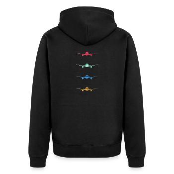Vintage Aircraft Pilot Aviation Pilots Motif - Unisex Premium Organic Zip Hoodie - black - Back - Nico (187cm)