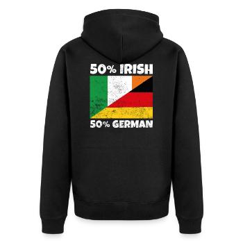 50 Irish 50 German - Unisex Premium Organic Zip Hoodie - black - Back - Nico (187cm)