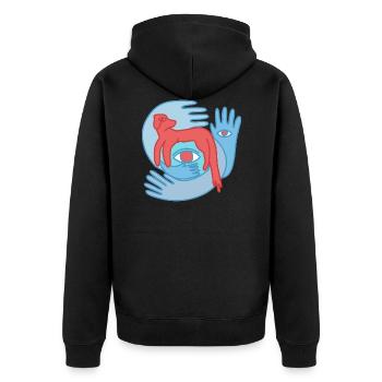 Handface - Unisex Premium Organic Zip Hoodie - black - Back - Nico (187cm)