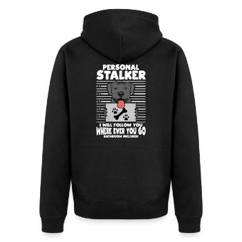 Pitbull Besitzer Lustiges Geschenk - Unisex Premium Bio Zip Hoodie - Schwarz - Hinten - Nico (187cm)