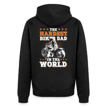 Motorcycle dad biker dad - Unisex Premium Organic Zip Hoodie - black - Back - Nico (187cm)