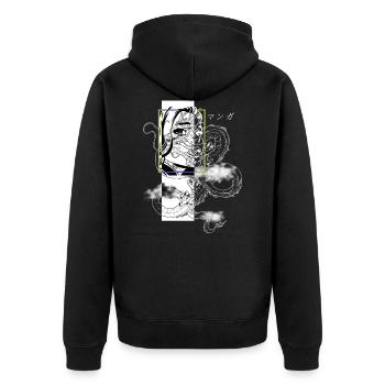 Otaku Japan E-Girl Streetwear Dragon Anime Kunst - Unisex Premium Bio Zip Hoodie - Schwarz - Hinten - Nico (187cm)