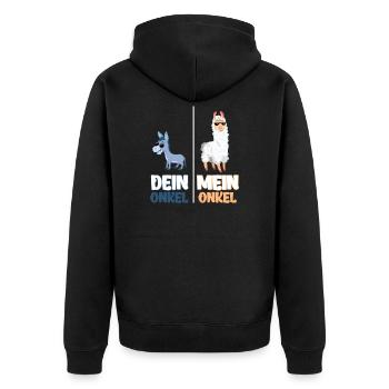 Mein Onkel Dein Onkel Lustiges Lama Geschenk - Unisex Premium Bio Zip Hoodie - Schwarz - Hinten - Nico (187cm)