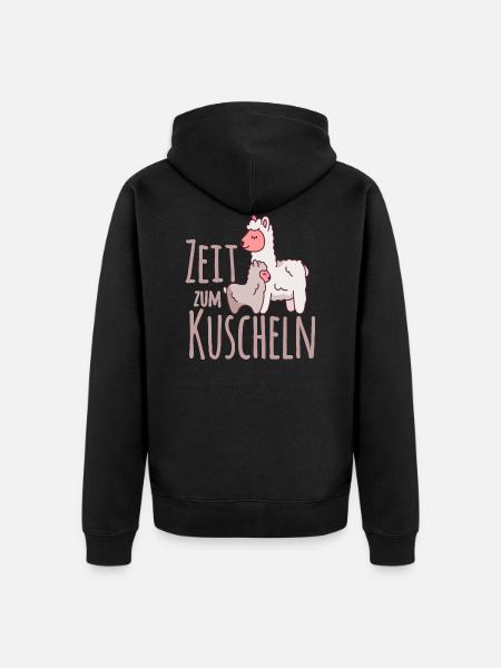 Zeit zum Kuscheln Schaf mit Lamm - Unisex Premium Bio Zip Hoodie - Schwarz