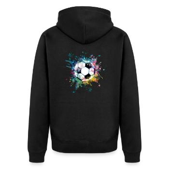 WaterFabe Color Explosion Splash Design Football - Unisex Premium Organic Zip Hoodie - black - Back - Nico (187cm)