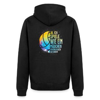Play like a girl - Volleyball Sand Sport Mädchen - Unisex Premium Bio Zip Hoodie - Schwarz - Hinten - Nico (187cm)