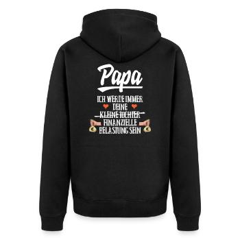 Papa kleine Tochter finanzielle Belastung - Unisex Premium Bio Zip Hoodie - Schwarz - Hinten - Nico (187cm)