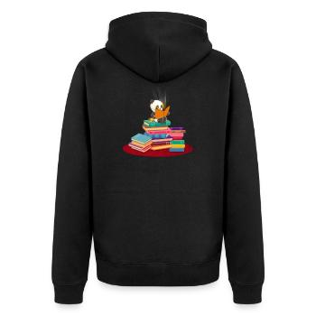 Kawaii Panda Bücher Tee Pandas Buch Geschenk - Unisex Premium Bio Zip Hoodie - Schwarz - Hinten - Nico (187cm)