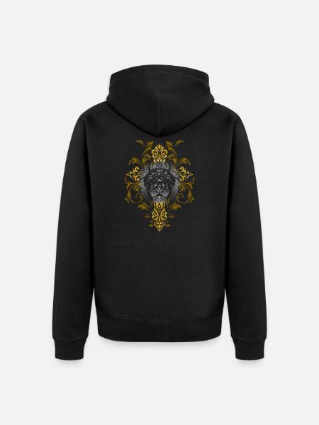 Lew Chrześcijaństwo Lion Herb Boga Krucjaty Motyw - Premium økologisk unisex-hættejakke - sort