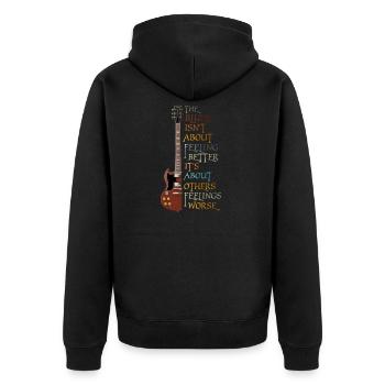 Blues Jazz Gitarre Musikstil Geschenk - Unisex Premium Bio Zip Hoodie - Schwarz - Hinten - Nico (187cm)