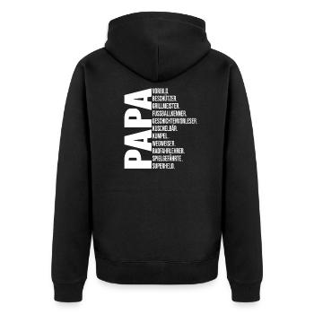 Papa Geschenk Vatertag - Unisex Premium Bio Zip Hoodie - Schwarz - Hinten - Nico (187cm)