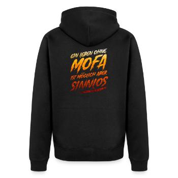Mofa Mofafahrer Moped Mopedfahrer Geschenk - Unisex Premium Bio Zip Hoodie - Schwarz - Hinten - Nico (187cm)