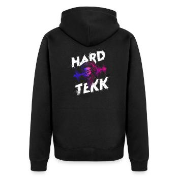 Hardtekk Techno Rave Hardstyle Raver Geschenk - Unisex Premium Bio Zip Hoodie - Schwarz - Hinten - Nico (187cm)