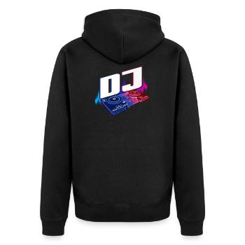 DJ Music Disco Deejay Turntable Gift - Unisex Premium Organic Zip Hoodie - black - Back - Nico (187cm)