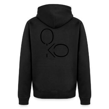 Oberkochen - Oko - Unisex Premium Bio Zip Hoodie - Schwarz - Hinten - Nico (187cm)