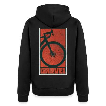 Gravel Bike Red Grunge Cyclocross Bicycle Gift - Unisex Premium Organic Zip Hoodie - black - Back - Nico (187cm)