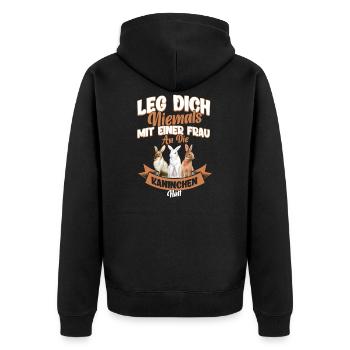 Kaninchen Hasen Häschen Geschenk - Unisex Premium Bio Zip Hoodie - Schwarz - Hinten - Nico (187cm)