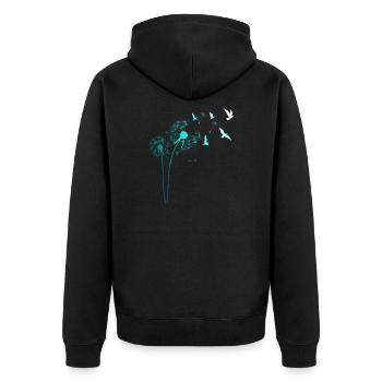 Pustflower Birds Bird Dandelion Gift - Unisex Premium Organic Zip Hoodie - black - Back - Nico (187cm)