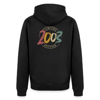 Né en 2003 18 ans Majeure - Veste à capuche bio Premium Unisexe - noir - Dos - Nico (187cm)