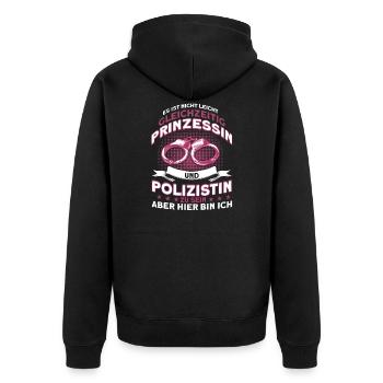 Polizistin Prinzessin - Unisex Premium Bio Zip Hoodie - Schwarz - Hinten - Nico (187cm)