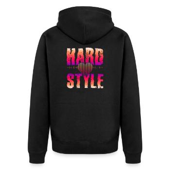 Hardstyle Techno Rave Raver Geschenk - Unisex Premium Bio Zip Hoodie - Schwarz - Hinten - Nico (187cm)