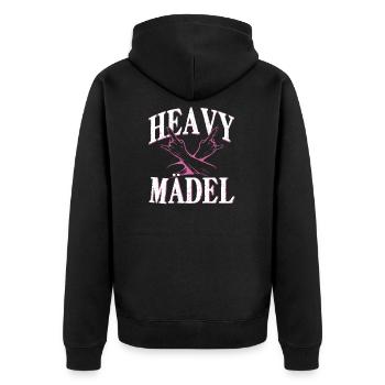 Heavy Mädel Metal Geschenk - Unisex Premium Bio Zip Hoodie - Schwarz - Hinten - Nico (187cm)