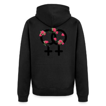 Lgbt Rosen lesbian pride lesbisch Geschenkidee - Unisex Premium Bio Zip Hoodie - Schwarz - Hinten - Nico (187cm)