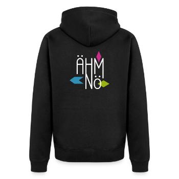 Ähm Nö - Unisex Premium Bio Zip Hoodie - Schwarz - Hinten - Nico (187cm)