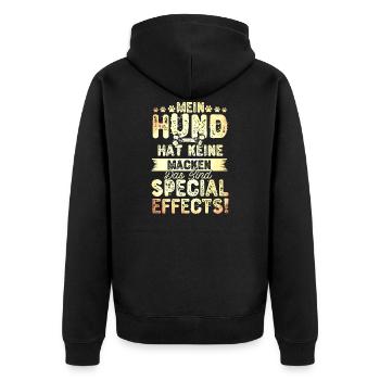 Hund Macken Special Effect Lustiger Hunde Spruch - Unisex Premium Bio Zip Hoodie - Schwarz - Hinten - Nico (187cm)