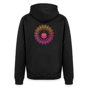 Lotus Mandala Fleur de Lotus Cadeau - Veste à capuche bio Premium Unisexe - noir - Dos - Nico (187cm)